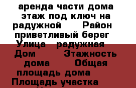 аренда части дома“этаж под ключ“на радужной 10 › Район ­ приветливый берег › Улица ­ радужная  › Дом ­ 10 › Этажность дома ­ 2 › Общая площадь дома ­ 75 › Площадь участка ­ 3 › Цена ­ 6 000 - Краснодарский край, Геленджик г. Недвижимость » Дома, коттеджи, дачи аренда   . Краснодарский край,Геленджик г.